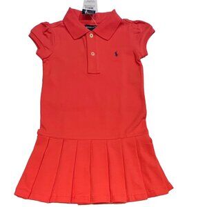 Ralph Lauren - NWT girls 4T orange polo dress with pleated skirt/hem